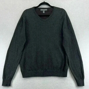 Grayson & Dunn Men’s Sweater Large Gray V-Neck Pullover 100% Cotton